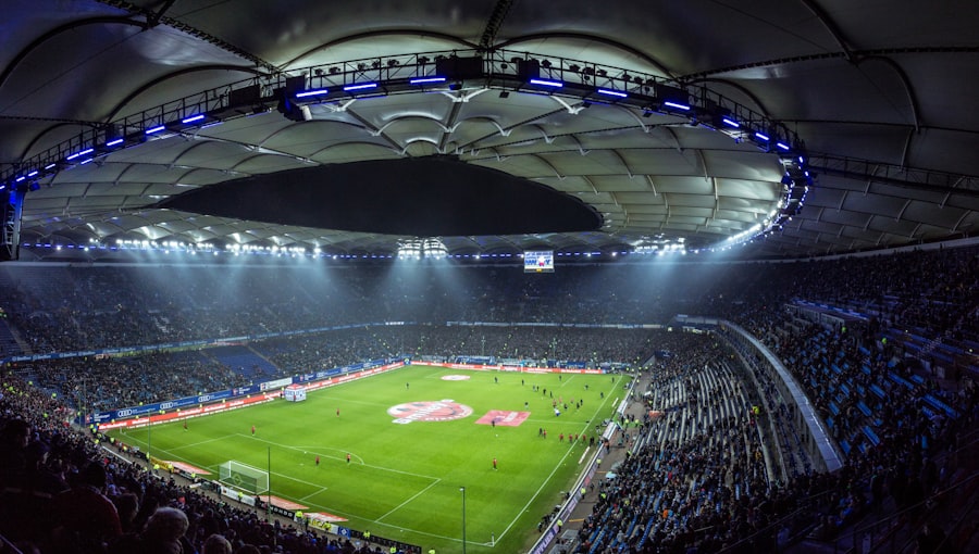 Stadion sepak bola dari sudut atas